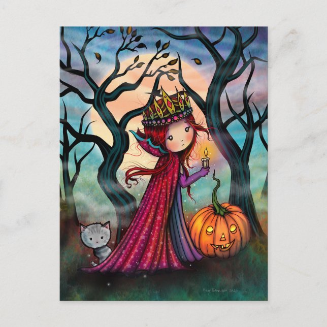 Carte Postale Petit vampire avec Tabby Cat (Devant)