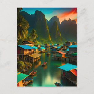 Carte Postale Petit village de pêcheurs indonésien