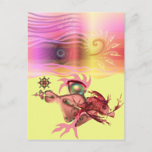 Carte Postale Petite beastie rose va courir