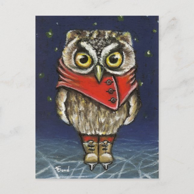 Carte Postale Petite chouette sur glace (Devant)