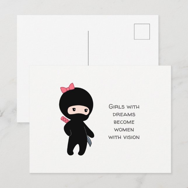 Carte Postale Petite citation de fille Ninja (Devant / Derrière)