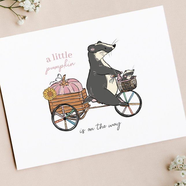 Carte Postale Petite Citrouille Automne Fille Baby shower Invita (Créateur téléchargé)