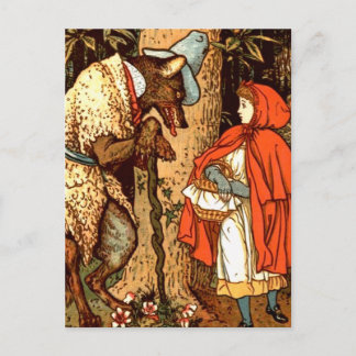 Carte Postale Petite Conte Fée Imaginaire Red Riding Hood