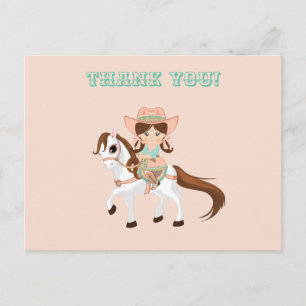 Carte Postale Petite Cowgirl sur un Cheval Filles Western Merci