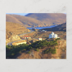 Carte Postale Petite église sur une colline à Myrina, Limnos, Gr