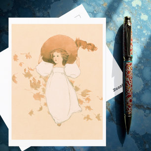 Carte Postale Petite fille avec Feuille (vers 1861-1897)