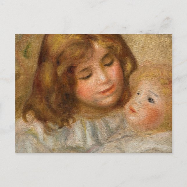 Carte Postale Petite Fille avec sa Poupée par Pierre-Auguste Ren (Devant)