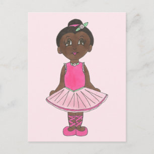 Carte Postale Petite fille Ballerina Ballet Danseuse Rose Rose T