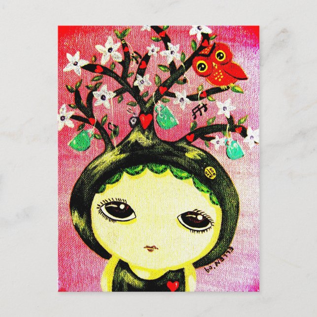 Carte Postale Petite Fille - Elle Cultive Un Arbre (Devant)