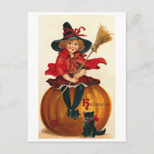 Carte Postale Petite fille en costume de sorcière (Devant)