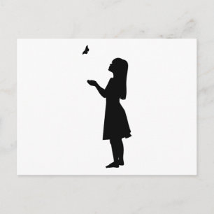 Carte Postale Petite Fille Et Papillon Silhouette Enfant Nature
