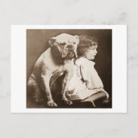 Petite Fille et son Bouledogue Vintage Glass Slide