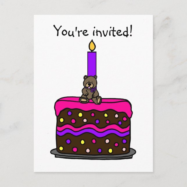 Carte Postale petite fille invitation fête anniversaire (Devant)