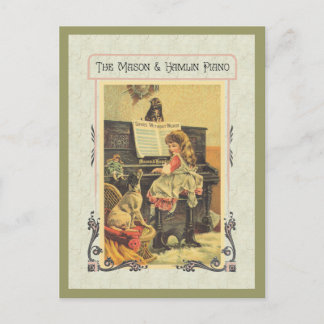 Carte Postale Petite fille Jouer du piano à chien