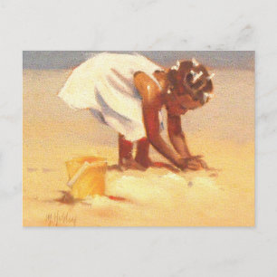 Carte Postale Petite fille mignonne jouant dans le sable