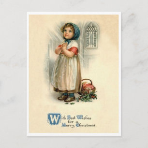 Carte Postale Petite fille prière de Noël, religieux, vintage