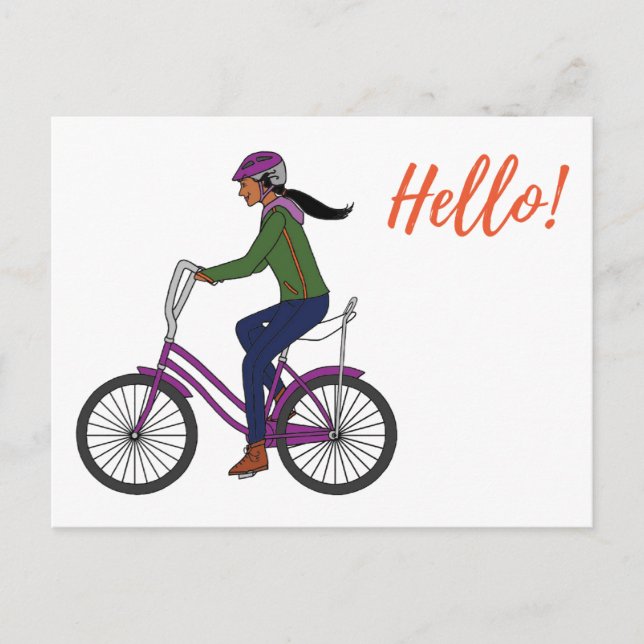 Carte Postale Petite fille Purple Bike_White (Devant)