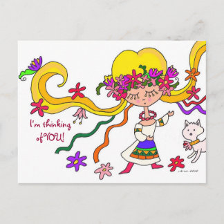 Carte Postale Petite fille ukrainienne art populaire par Vera Tr