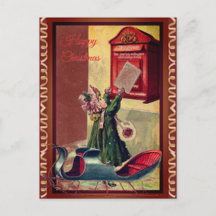 Carte Postale Petite fille vintage envoyant du courrier