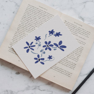 Carte Postale Petite Fleurs Romantiques Bleues