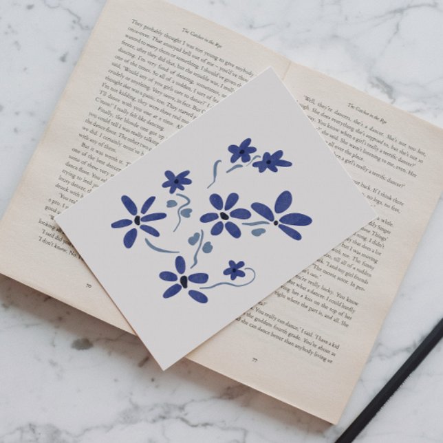 Carte Postale Petite Fleurs Romantiques Bleues (Créateur téléchargé)