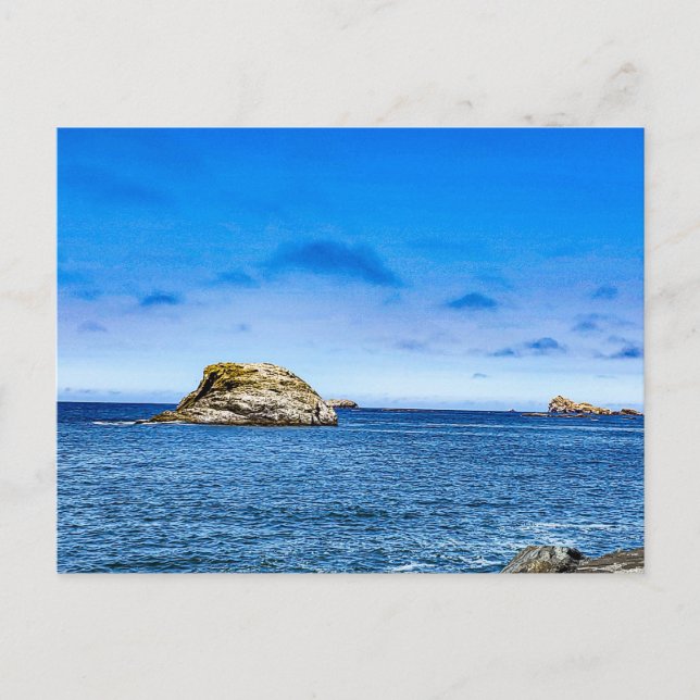 Carte Postale Petite île rocheuse vue paisible de l'océan (Devant)