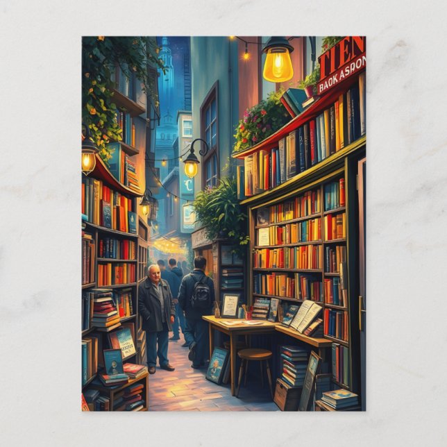 Carte Postale Petite Librairie Dans Un Coin Cosy D'Une Ville (Devant)