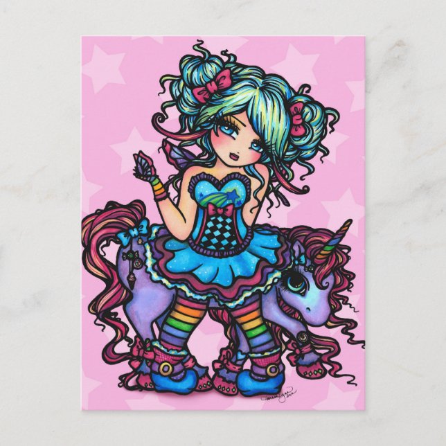 Carte Postale Petite Miss Deelish Fairy Unicorn Princesse Imagin (Devant)