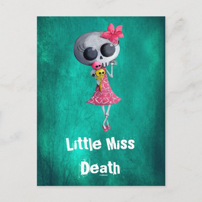 Carte Postale Petite Miss Mort avec crème glacée d'Halloween (Devant)