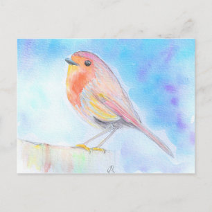 Carte Postale Petite peinture à l'aquarelle Robin
