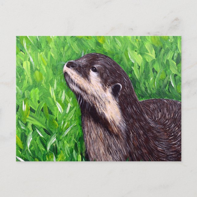 Carte Postale Petite peinture de loutre de rivière (Devant)