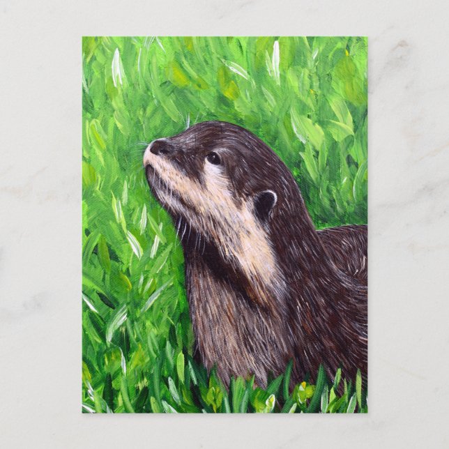 Carte Postale Petite peinture de loutre de rivière (Devant)