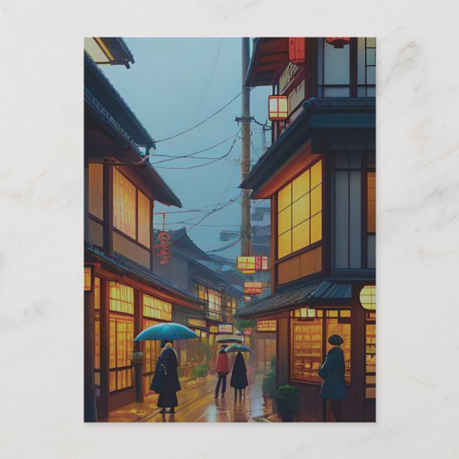 Carte Postale Petite route japonaise Rainy (Devant)