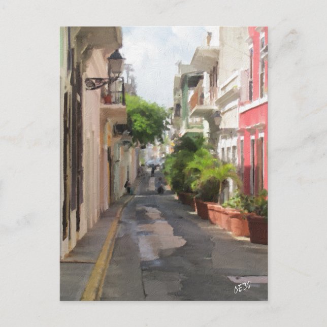 Carte Postale Petite rue calme de Porto Rico (Devant)
