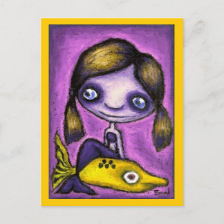 Carte Postale Petite sirène sur un taxi de requin