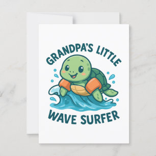 Carte Postale Petite tortue surfeuse de petite vague de papy