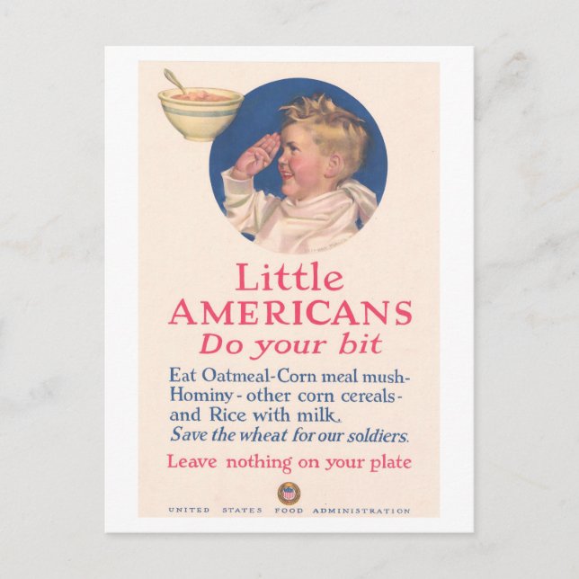 Carte Postale Petits Américains : Poster du Club Plate Propre WW (Devant)