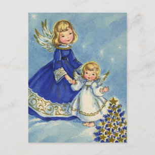 Carte Postale Petits anges en bleu et blanc