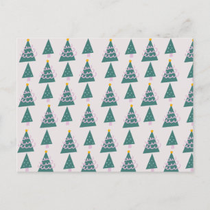 Carte Postale Petits arbres gribouillages rose vert