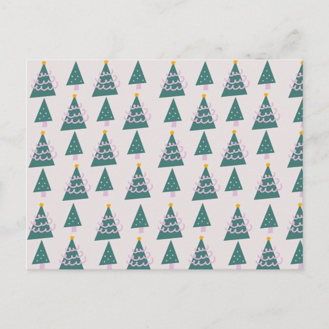 Carte Postale Petits arbres gribouillages rose vert (Devant)