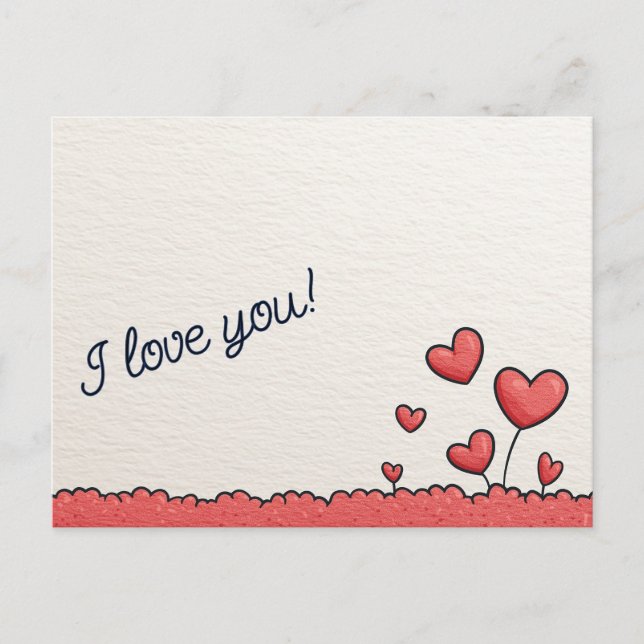 Carte Postale Petits Ballons à chaleur rouge Amour (Devant)
