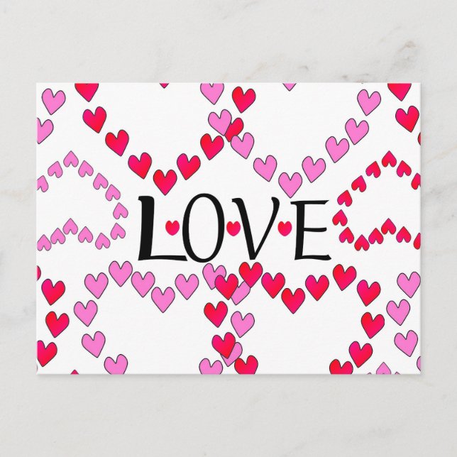 Carte Postale Petits coeurs rose rouge AMOUR (Devant)