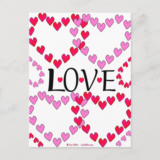 Carte Postale Petits coeurs rose rouge AMOUR (Devant)