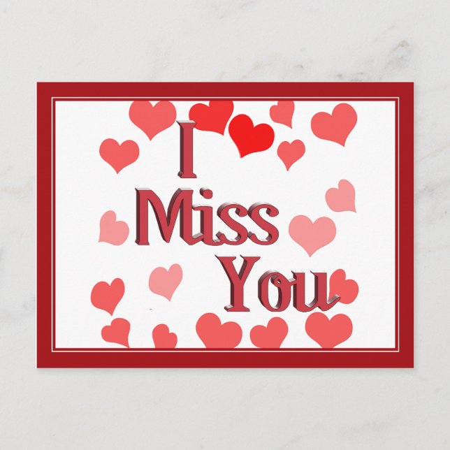 Carte Postale Petits Cœurs - Tu me manques (Devant)