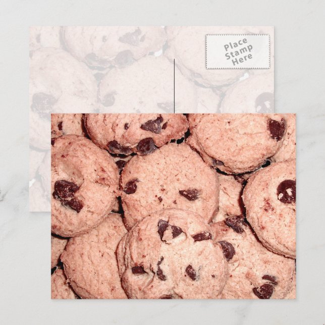 Carte Postale Petits cookies à base de chocolat rond (Devant / Derrière)