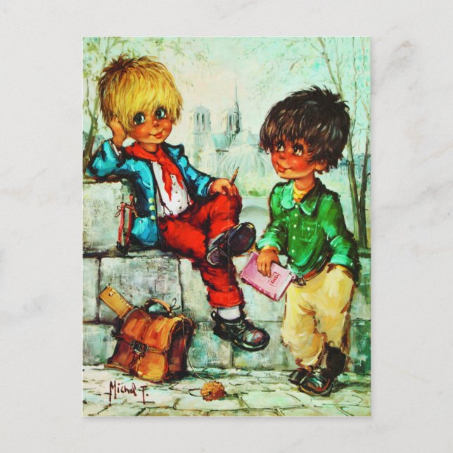 Carte Postale Petits écoliers de Poulbots (Devant)