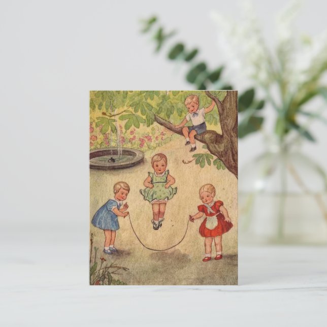 Carte Postale Petits enfants en jeu Faux Wrapped Canvas Imprimer (Debout devant)