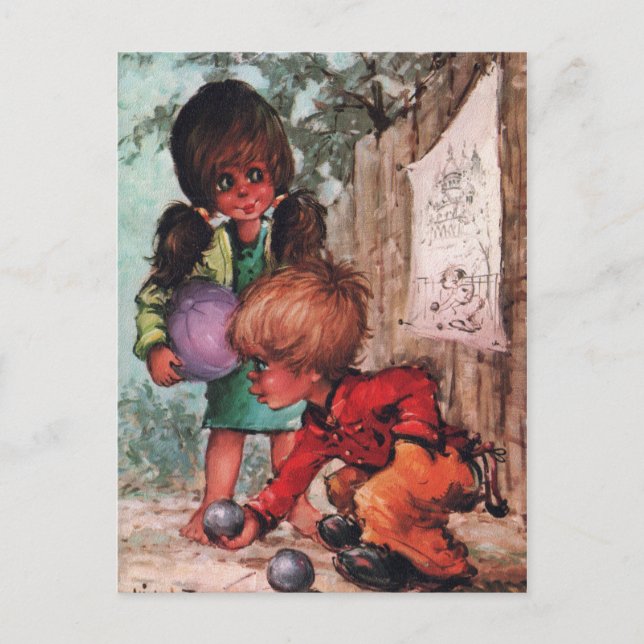 Carte Postale Petits Poulbots pétanque (Devant)