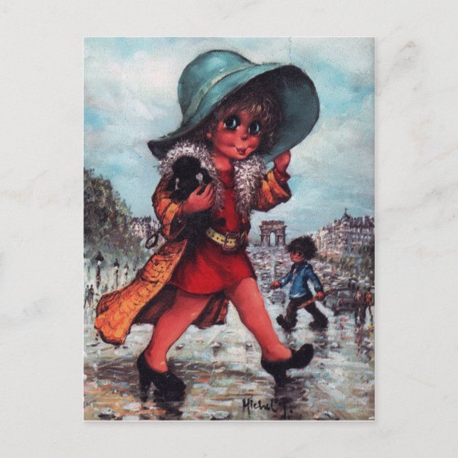 Carte Postale Petits Poulbots sur les Champs Elysées (Devant)