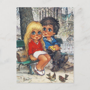 Carte Postale Petits Poulbots sur un banc